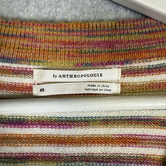 Anthropologie Womens Size XS Serena Striped V Neck Sweater Brown Tan Multicolor - Picture 4 of 7